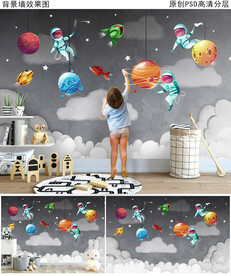 儿童房卡通背景墙
