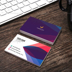 时尚蓝色白色商务名片模板