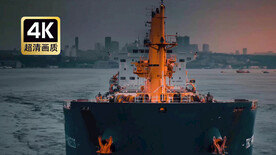 宣传片素材远洋货轮驶向镜头