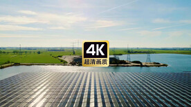 短视频素材海上太阳能电池板群