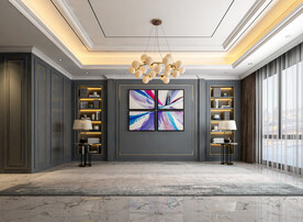 现代客厅背景墙家具场景直播空景