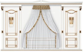 金色窗帘石膏背景墙画