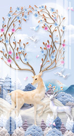 北欧现代麋鹿玄关装饰画