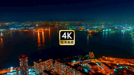 航拍港口码头城市游轮美景