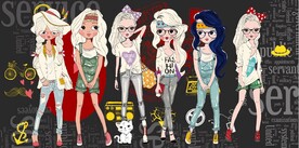 欧美风时尚女孩服装店背景墙