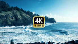 短视频素材航拍波涛汹涌的海岸