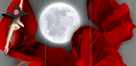 北欧风红色长裙美女玄关装饰画