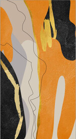 橘黄色抽象金色油画玄关装饰画