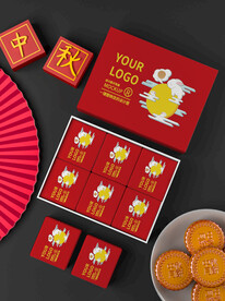 中秋礼盒包装月饼场景样机