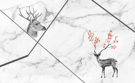 大理石麋鹿电视背景墙