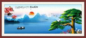 迎客松油画