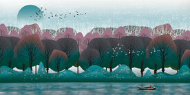 树木风 晶瓷画 彩绘