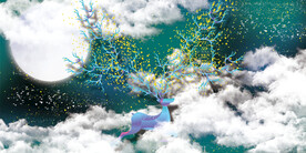 晶瓷画 梦幻星空 麋鹿