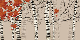 晶瓷画 树林风 枫叶