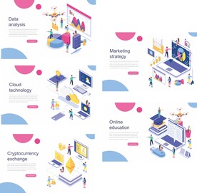 扁平化插画展板