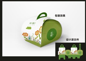 蛋糕西点包装效果图+平面图 
