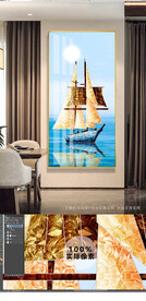 一帆风顺玄关晶瓷画