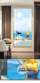 一帆风顺玄关晶瓷画