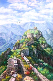 长城风景画油画