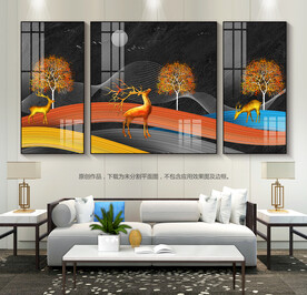 创意客厅装饰画麋鹿挂画玄关画