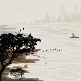 山水画油画风景画