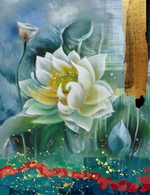 荷花油画玄关