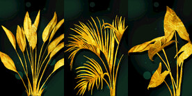 晶瓷画 抽象画 金色植物