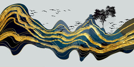 晶瓷画 抽象画 线条山水