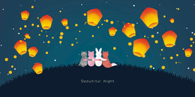 晶瓷画 抽象画 孔明灯