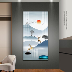 新中式石来运转玄关装饰画床头画