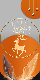 橙色几何羽毛麋鹿玄关