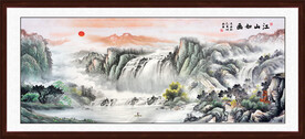 旭日东升山水画