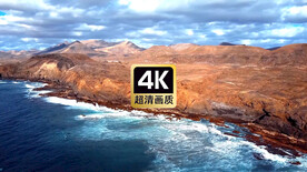 航拍唯美热带海浪冲击海岛