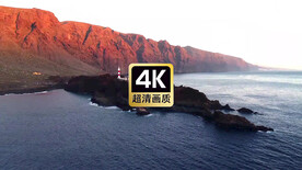 航拍海岛灯塔美景