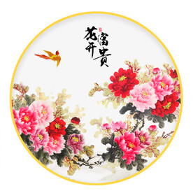圆形画牡丹花
