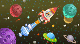 卡通宇宙星球背景墙