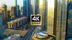 航拍迪拜街区商务大厦