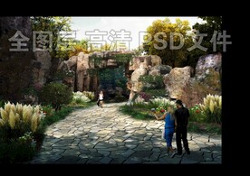 假山石门石桥
