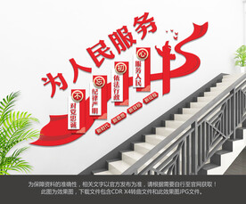 为人民服务楼梯文化墙