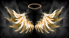 3D立体金色翅膀背景墙