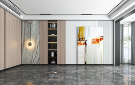 现代客厅背景墙家具场景直播空景