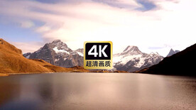 航拍远山湖面上飘过的云海