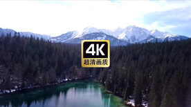 航拍远山丛林湖泊美景