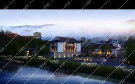 意境古建夜景