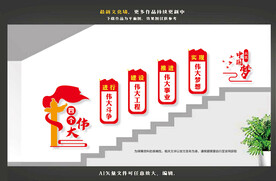 楼梯四个伟大文化墙