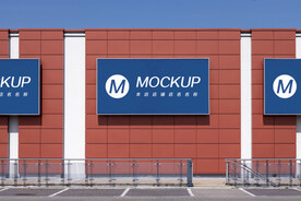 户外墙面墙体广告样机