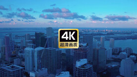 航拍傍晚城市建筑群美景