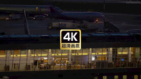 航拍夜晚机场候机厅景色