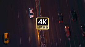 航拍城市街区高速通道车流夜景