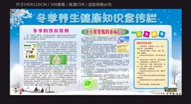 冬季养生健康知识宣传栏下载模板